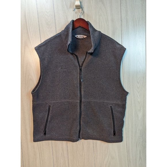 Columbia Full Zip Fleece Vest Jacket Mens XL Gray with pockets Grey Sleeveless - Picture 1 of 5